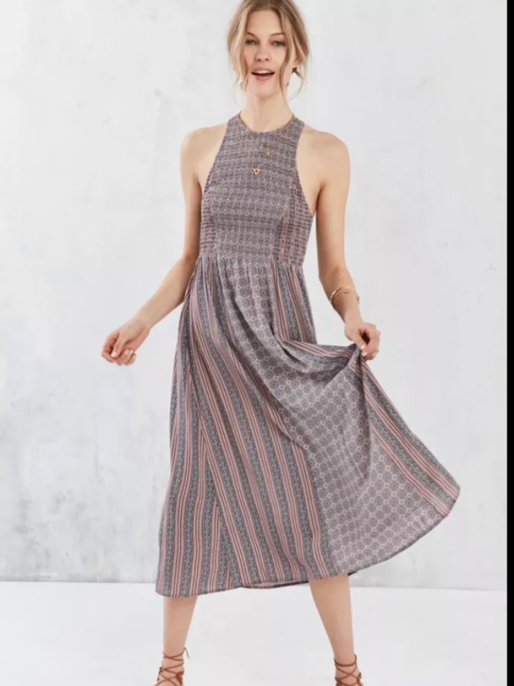 Urban Outfitters Kimchi Blue Joclyn Smocked Bodice Midi Dress, Size Medium